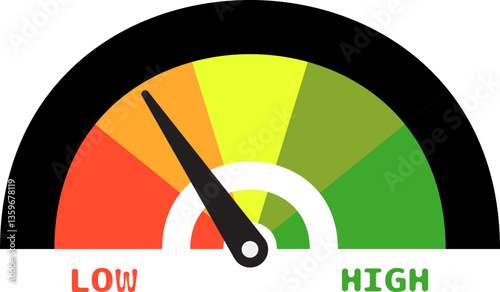 Colorful High Low Gauge, Measurement Indicator Icon