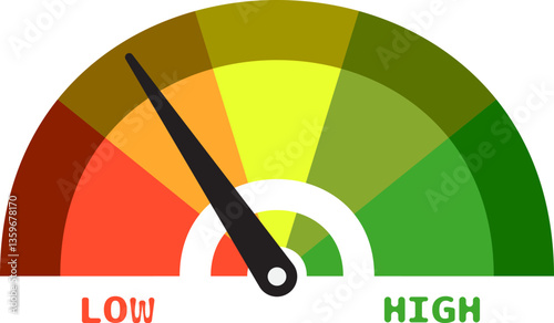 Colorful High Low Gauge, Measurement Indicator Icon