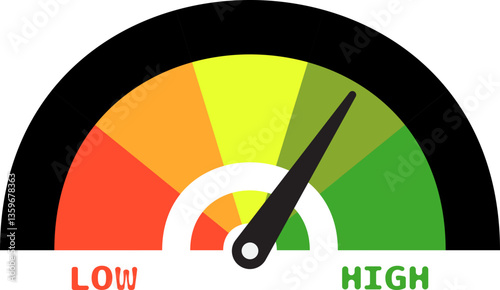 Colorful High Low Gauge, Measurement Indicator Icon