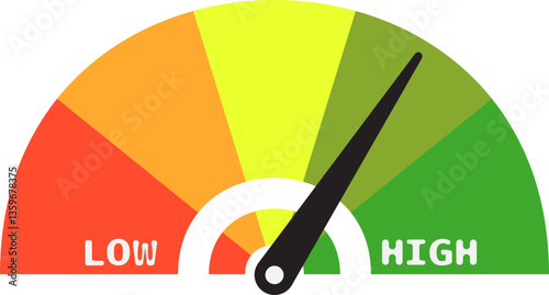 Colorful High Low Gauge, Measurement Indicator Icon
