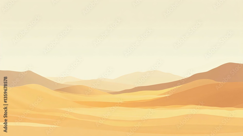 Minimalist desert landscape with smooth sand dunes and soft colors, representing tranquility and vastness in nature. Ideal for backgrounds and art. Minimalist desert landscape with smooth sand dunes and soft colors, representing tranquility and vastness in nature. Ideal for backgrounds and art.