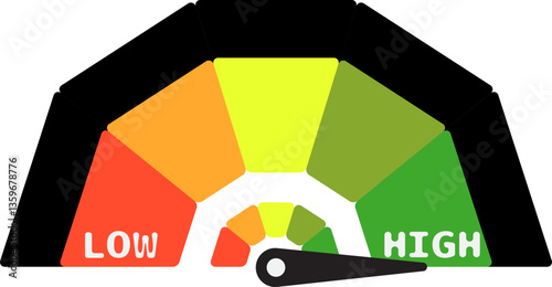 Colorful High Low Gauge, Measurement Indicator Icon