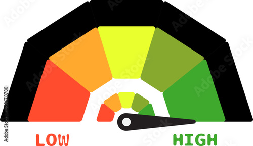 Colorful High Low Gauge, Measurement Indicator Icon