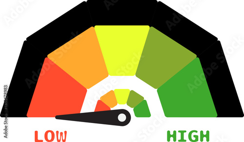 Colorful High Low Gauge, Measurement Indicator Icon