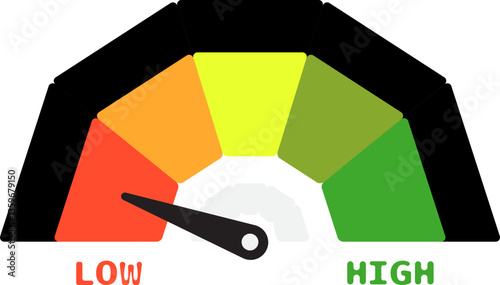 Colorful High Low Gauge, Measurement Indicator Icon