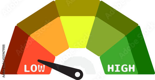 Colorful High Low Gauge, Measurement Indicator Icon