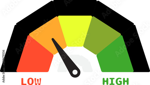 Colorful High Low Gauge, Measurement Indicator Icon