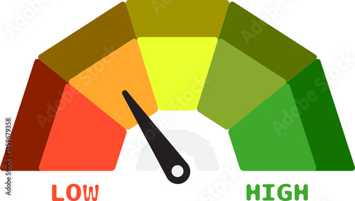 Colorful High Low Gauge, Measurement Indicator Icon