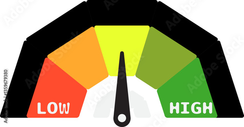 Colorful High Low Gauge, Measurement Indicator Icon