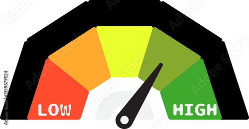 Colorful High Low Gauge, Measurement Indicator Icon