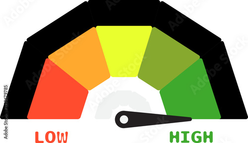 Colorful High Low Gauge, Measurement Indicator Icon