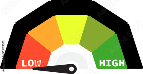 Colorful High Low Gauge, Measurement Indicator Icon