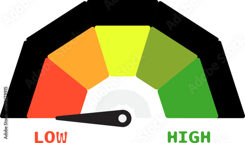 Colorful High Low Gauge, Measurement Indicator Icon