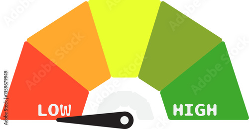Colorful High Low Gauge, Measurement Indicator Icon