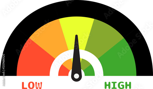 Colorful High Low Gauge, Measurement Indicator Icon