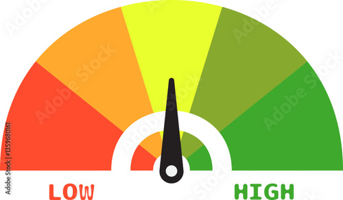 Colorful High Low Gauge, Measurement Indicator Icon