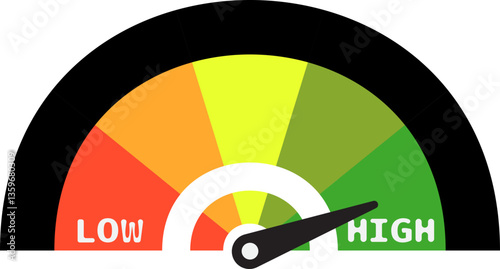 Colorful High Low Gauge, Measurement Indicator Icon