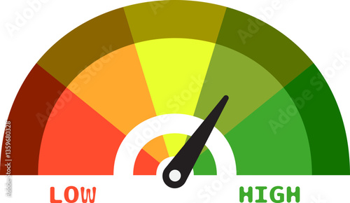 Colorful High Low Gauge, Measurement Indicator Icon