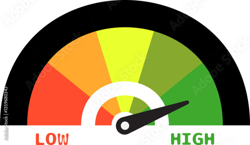 Colorful High Low Gauge, Measurement Indicator Icon
