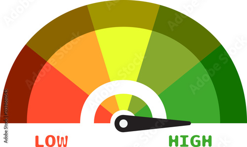 Colorful High Low Gauge, Measurement Indicator Icon