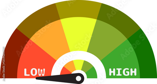 Colorful High Low Gauge, Measurement Indicator Icon