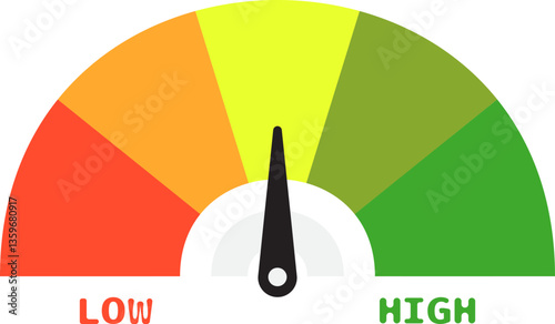 Colorful High Low Gauge, Measurement Indicator Icon