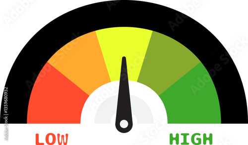 Colorful High Low Gauge, Measurement Indicator Icon