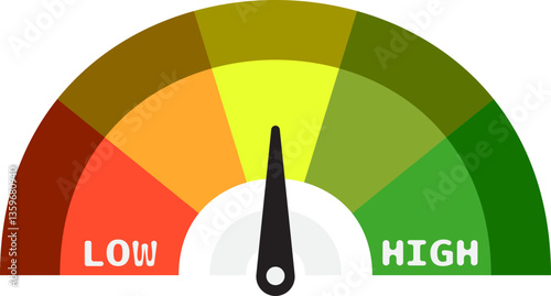 Colorful High Low Gauge, Measurement Indicator Icon
