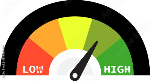 Colorful High Low Gauge, Measurement Indicator Icon