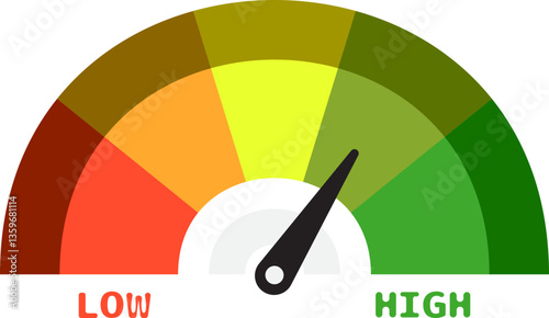 Colorful High Low Gauge, Measurement Indicator Icon