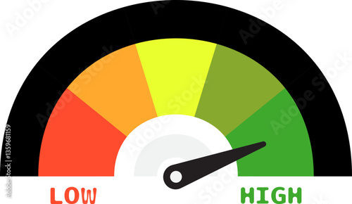 Colorful High Low Gauge, Measurement Indicator Icon