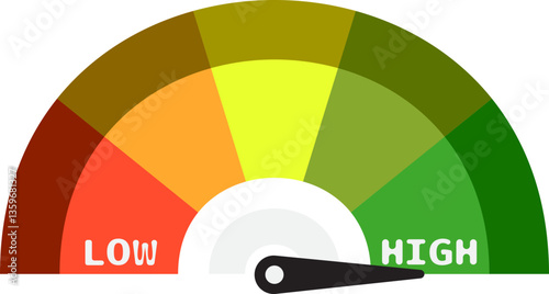 Colorful High Low Gauge, Measurement Indicator Icon