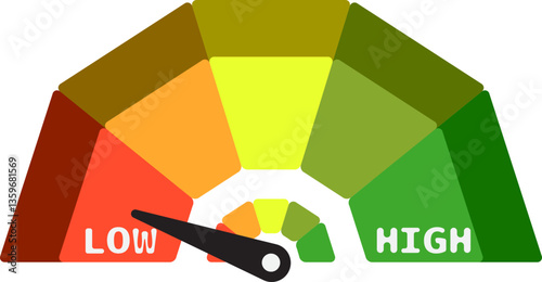 Colorful High Low Gauge, Measurement Indicator Icon