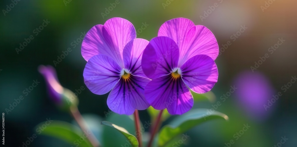 Two purple flowers forming a heart shape, close-up , two, floral design Two purple flowers forming a heart shape, close-up , two, floral design