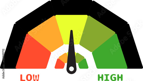 Colorful High Low Gauge, Measurement Indicator Icon