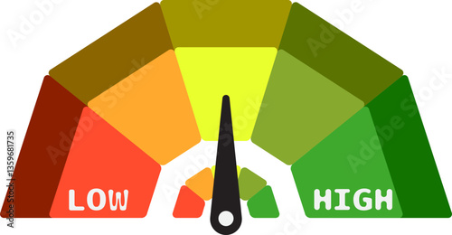 Colorful High Low Gauge, Measurement Indicator Icon