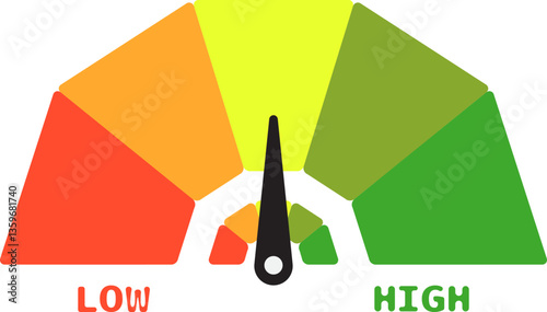 Colorful High Low Gauge, Measurement Indicator Icon