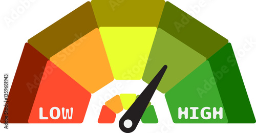 Colorful High Low Gauge, Measurement Indicator Icon