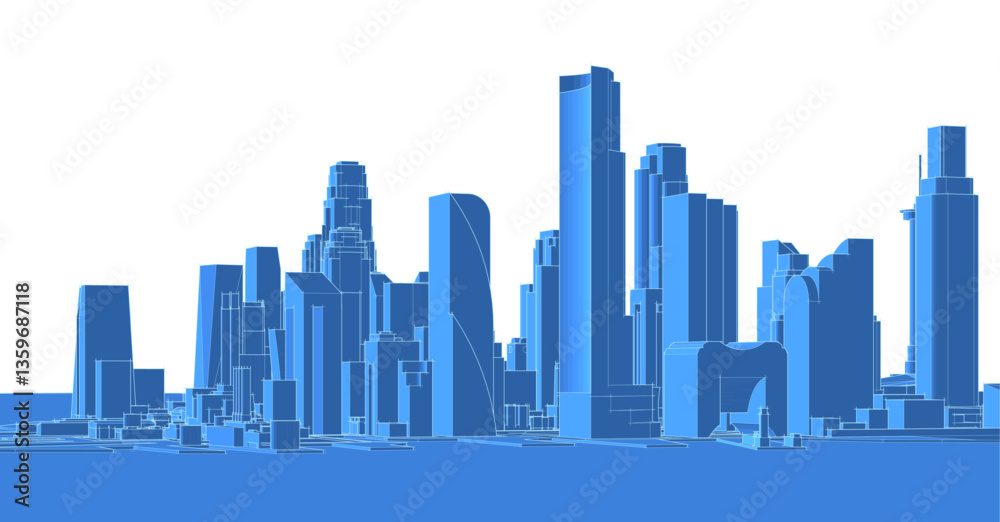 Fototapeta premium modern city panorama 3d illustration 