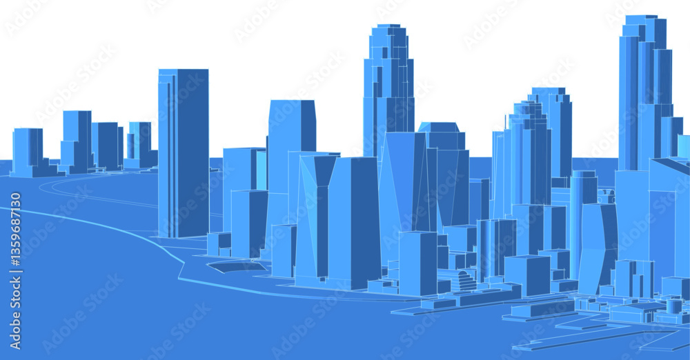 Fototapeta premium modern city panorama 3d illustration 