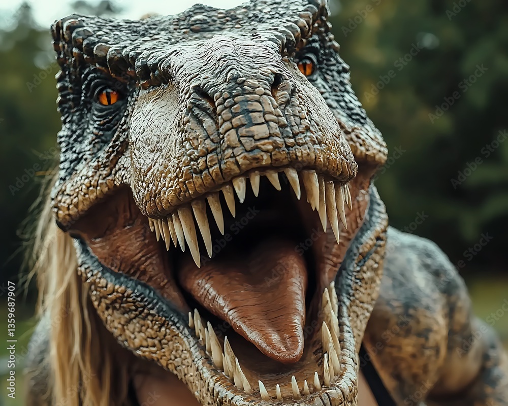 Obraz premium Roar! T-Rex Costume Outdoors.