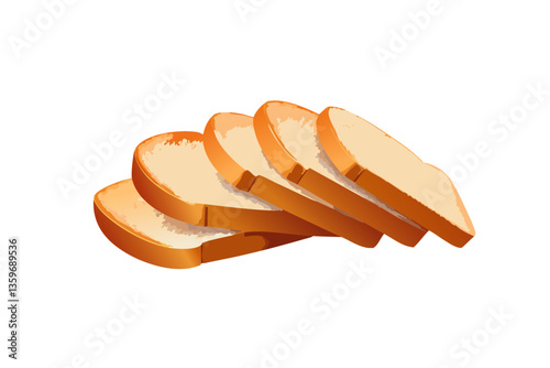 Rebanadas de pan, fondo blanco, realista, estilo 4k