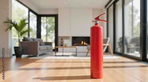 Wallpaper Mural Red Fire Extinguisher – Modern Living Room Scene for Home Safety and Insurance Renewal Campaigns Torontodigital.ca