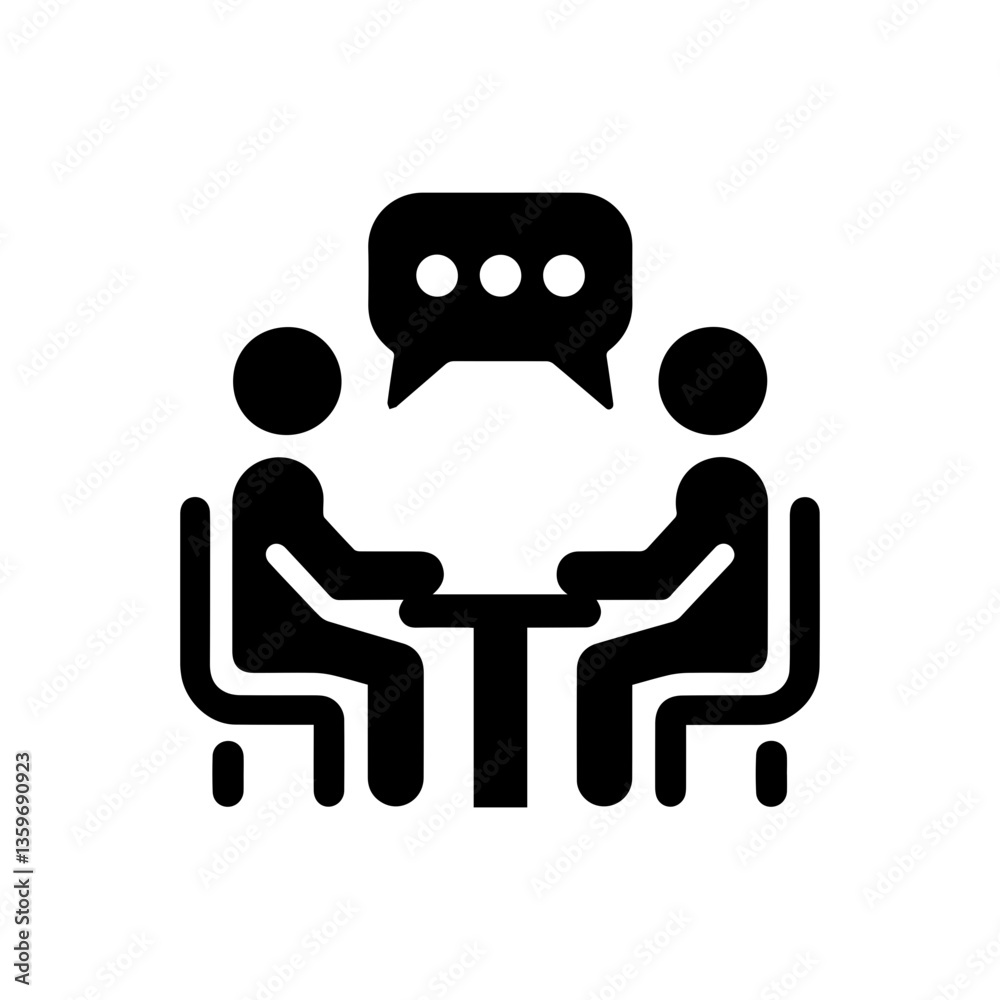 Naklejka premium simple black meeting glyph icon. people meeting talk icon.