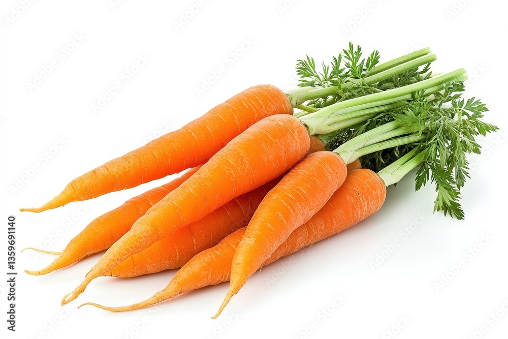 A Bunch of Fresh Orange Carrots with Green Leafy Tops A Bunch of Fresh Orange Carrots with Green Leafy Tops