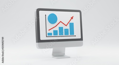 Positive Business Growth Data Analysis Displayed on a Modern Computer Screen Showing Upward Trend and Financial Success