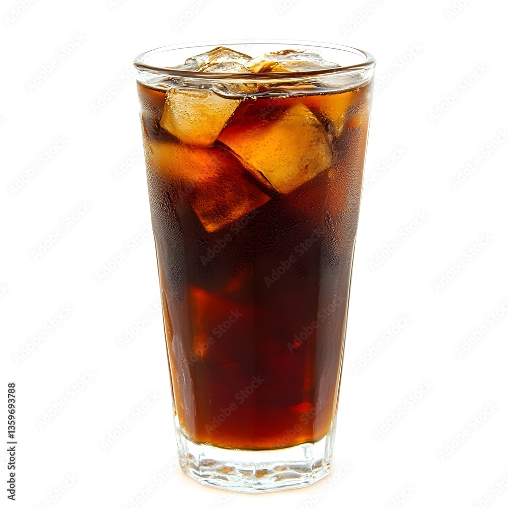 Iced Americano coffee in a tall glass Iced Americano coffee in a tall glass