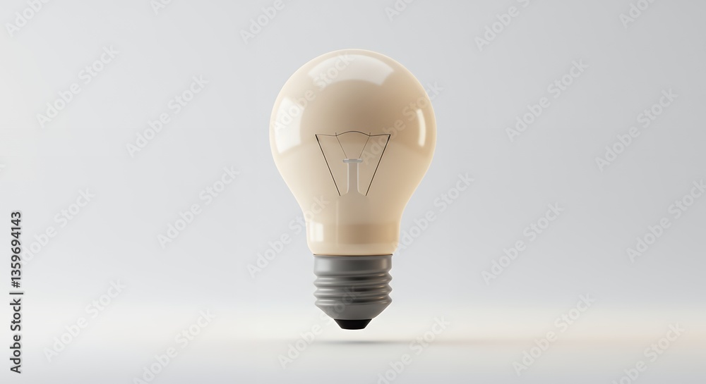 A Single Illuminated Light Bulb on a White Background: An Icon of Ideas and Innovation A Single Illuminated Light Bulb on a White Background: An Icon of Ideas and Innovation