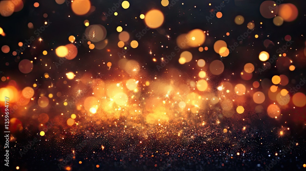 Fototapeta premium Fire embers crackling with a warm glow, as bright sparks fly through the air against a dark background.