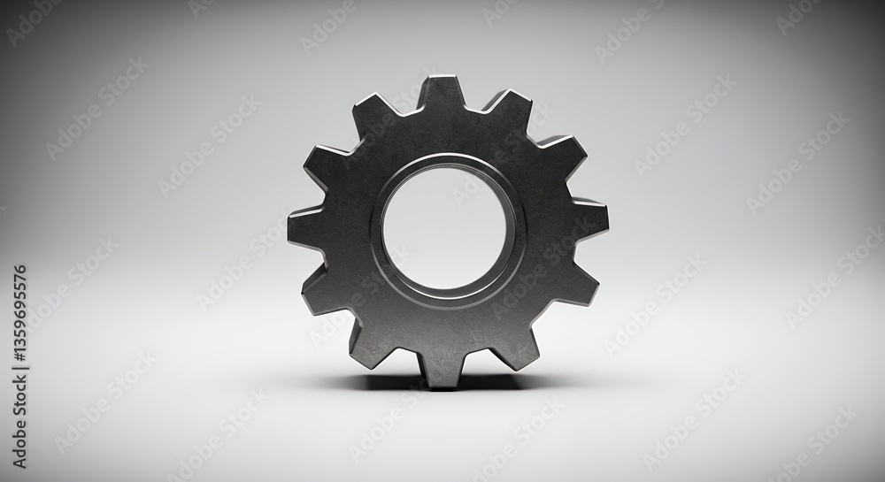 A Single Metallic Gear: Symbol of Industry, Precision, and Mechanical Engineering A Single Metallic Gear: Symbol of Industry, Precision, and Mechanical Engineering